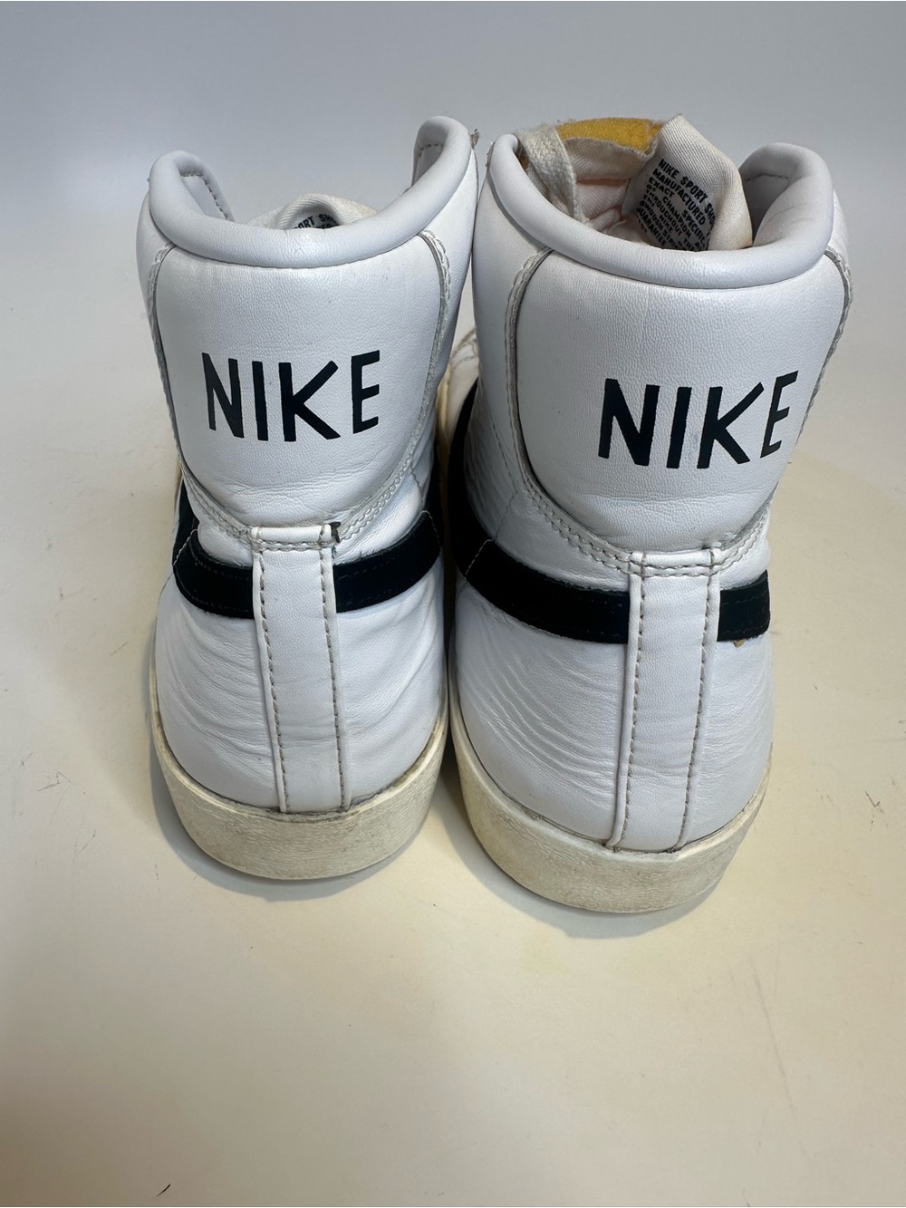 Nike White Black Cream High-Top Sneakers with Orange Logo - Picture 3 of 8